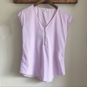 Express Zippered Lavender Short Sleeve Top